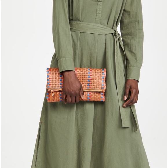 Clare V. NWT hand woven leather foldover clutch with tabs.No longer available - Picture 2 of 9